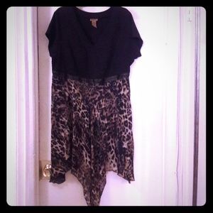 Black Animal print high and low Dress